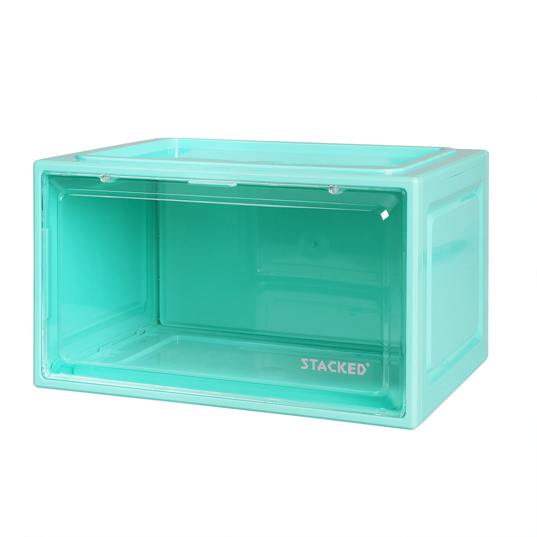 Stacked Sneaker Display Case Stackable Cyan-1942352814785302528
