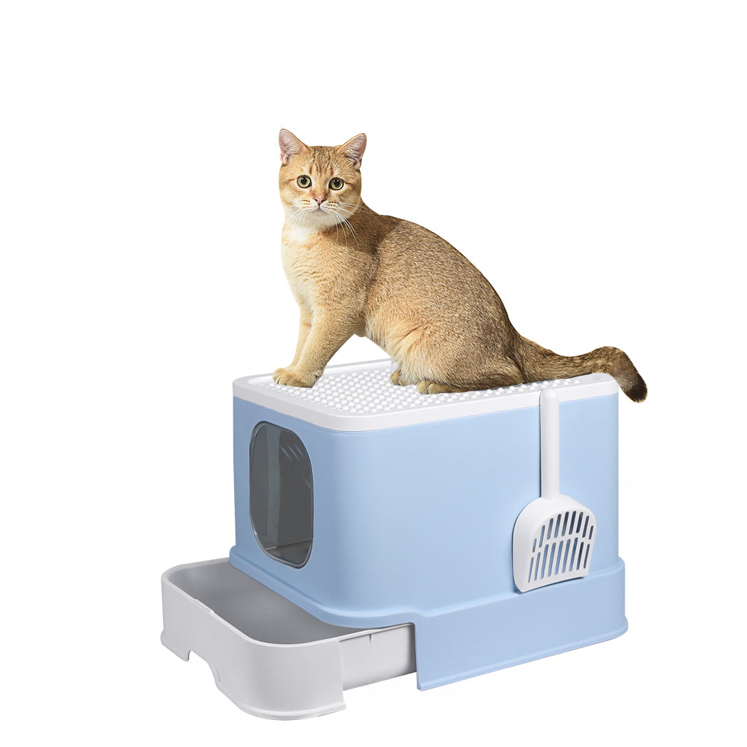 PaWz Cat Litter Box Fully Enclosed Kitty Blue-1942353064627408896