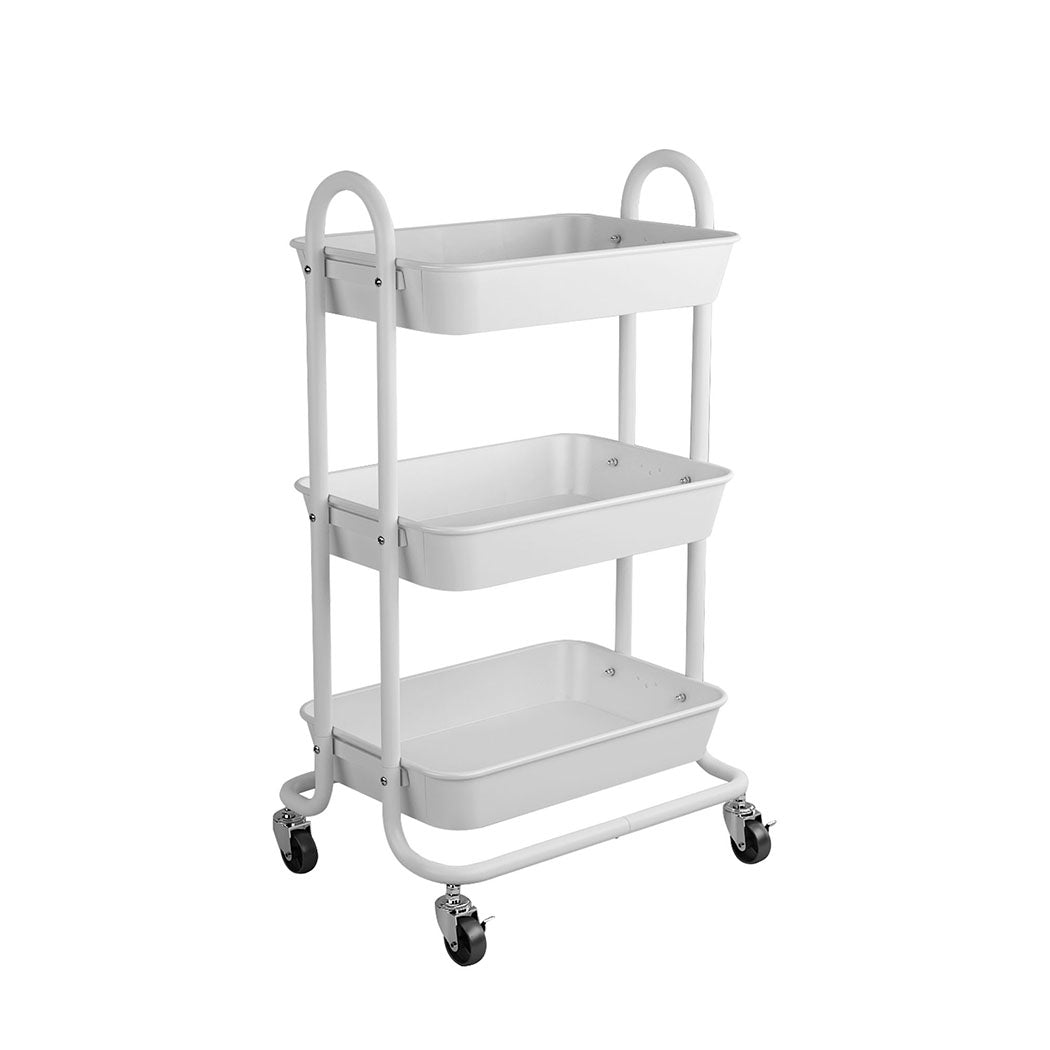 Levede 3 Tiers Kitchen Storage Trolley White-1942353198664781824