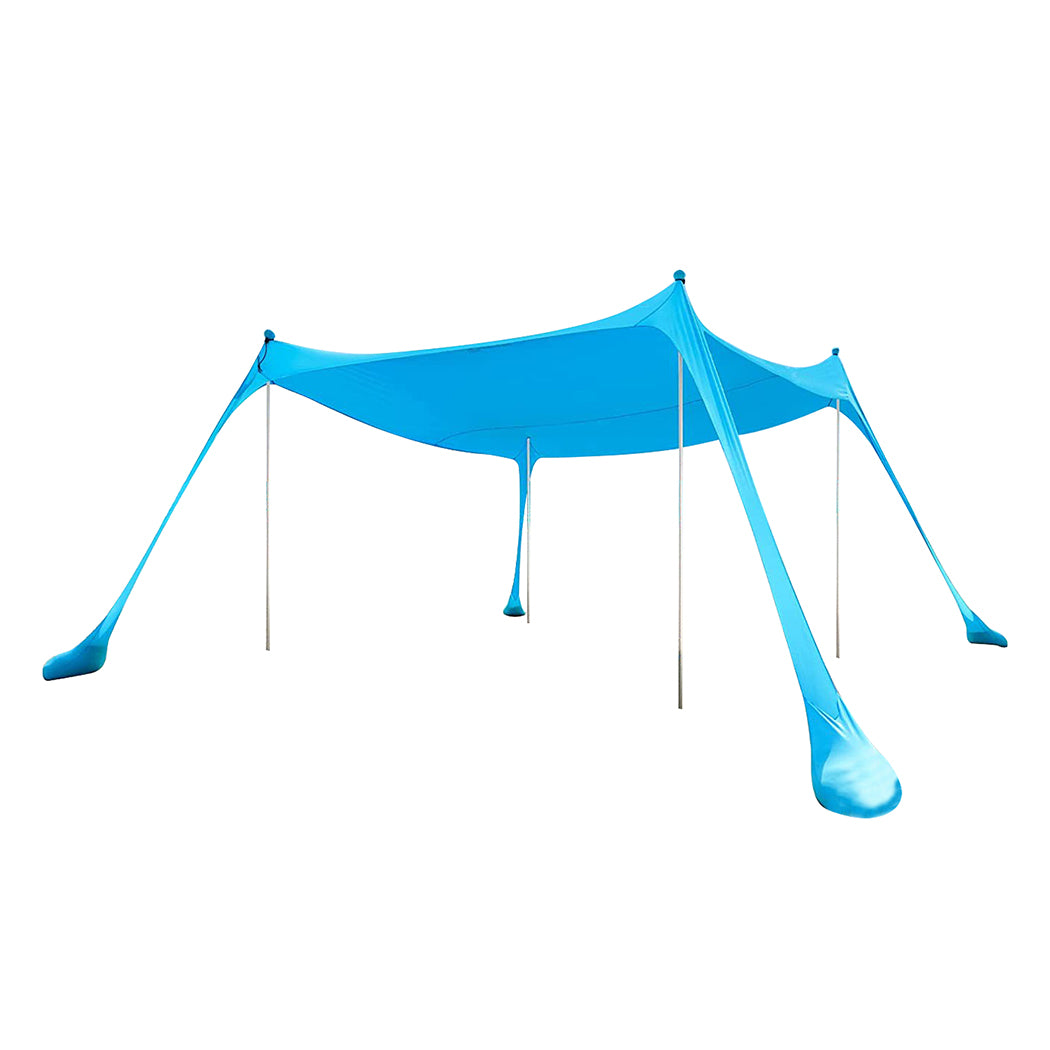 Beach Tent Camping Canopy 4-6 Person Family Sun Shade Shelter 300x300cm Blue-1942352894795845632