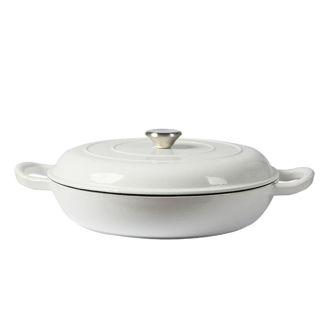 TOQUE 3.5L Enamel Dutch Oven Pan in White Colour-1942352919689039872