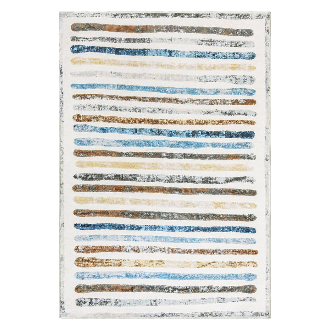 Marlow Floor Rug Short Pile Washable Carpet Soft Plush Non Slip Stripe 200x290-1942353626701893632