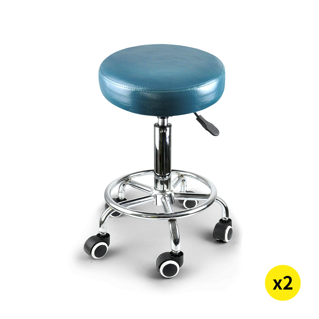 Levede 2x Barstool Swivel Salon Hairdressing Teal-1910112554437447680