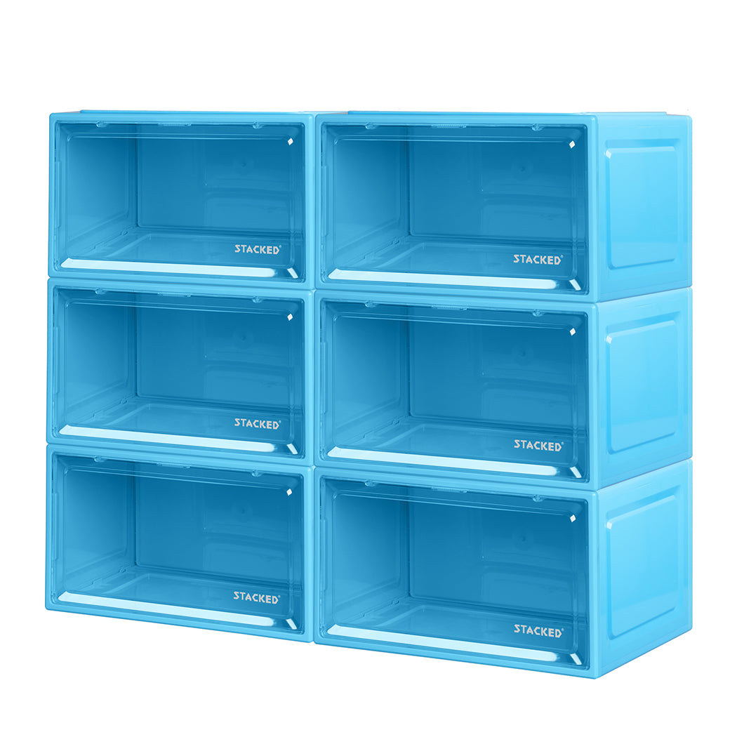 Stacked Sneaker Display Case Shoe Storage Blue-1942352815309590528
