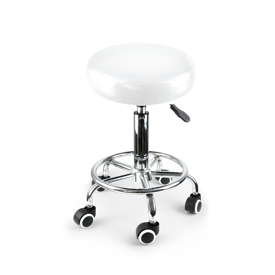 Levede Salon Stool Swivel Hairdressing White-1910112554588442624
