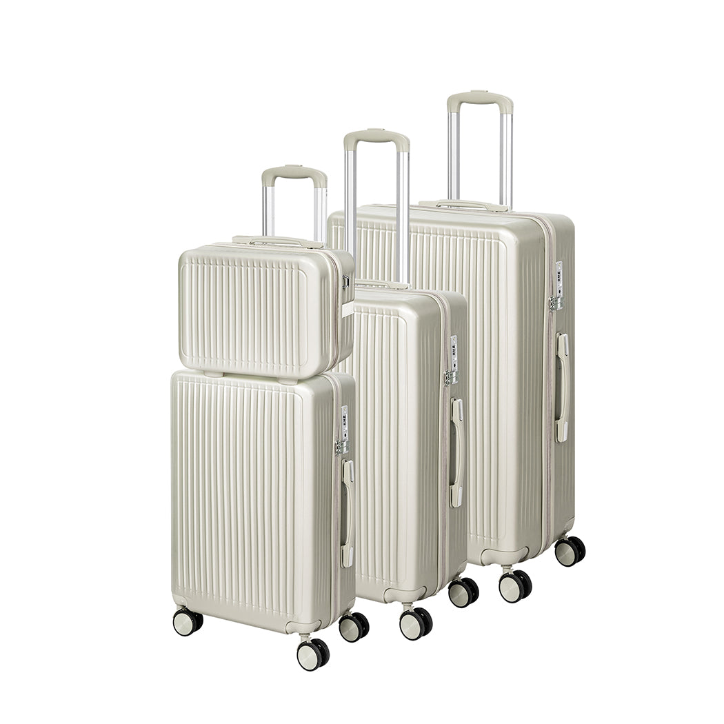 Slimbridge Luggage Suitcase Trolley White 4pc 14"+20"+24"+28"-1942352949233717248