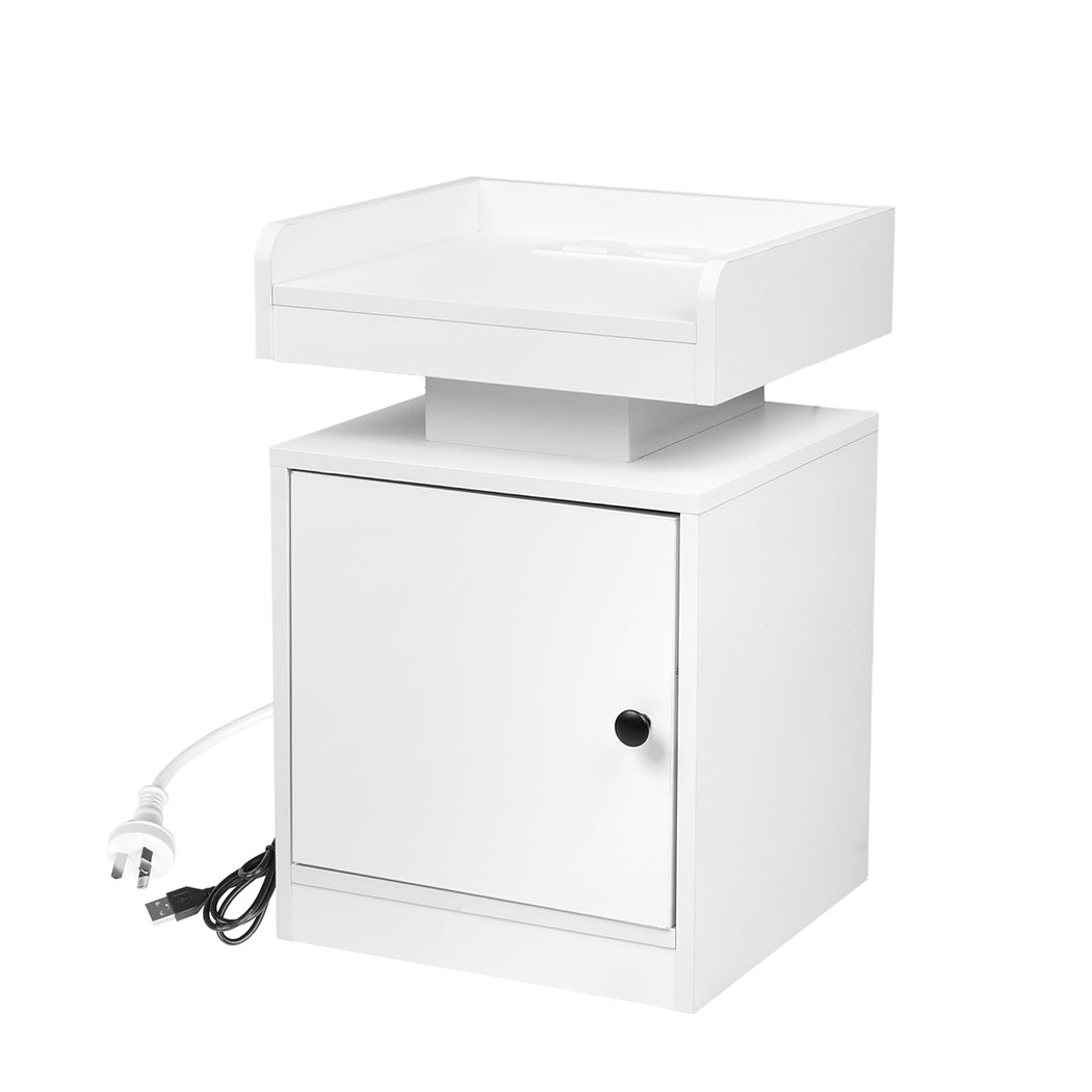 Levede Bedside Table USB Charger Outlet RGB White-1937319786434400256