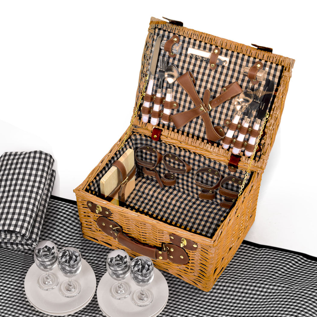 4 Person Picnic Basket Baskets Set Outdoor-1942353783468199936