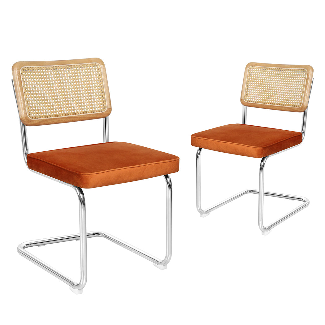 Levede 2xRattan Chair Dining Chairs Orange-1937319839869833216