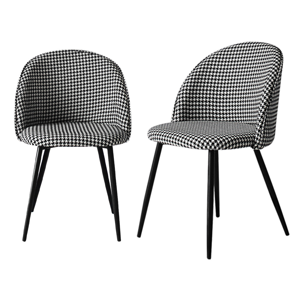 Levede 2x Dining Chairs Kitchen Cafe Black and White-1910113282824474624