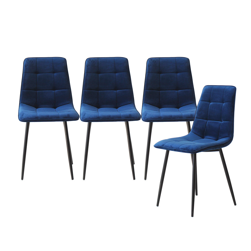 Levede 4x Dining Chairs Kitchen Velvet Blue-1910113287345934336