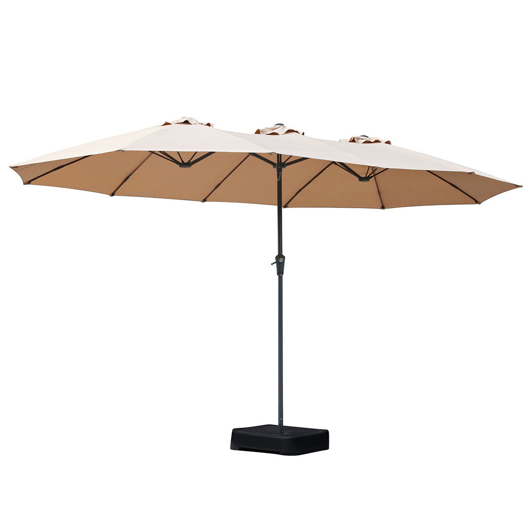 Centra 4M Double-sided Patio Umbrella Outdoor Umbrella Base Stand Khaki-1942353664798756864