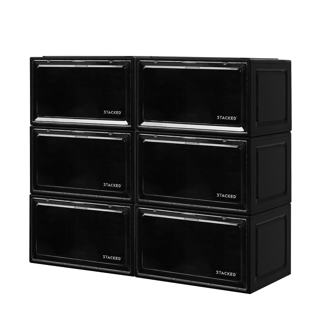 Stacked Shoe Box Acrylic Sneaker Display 6PC Black-1942352807613042688