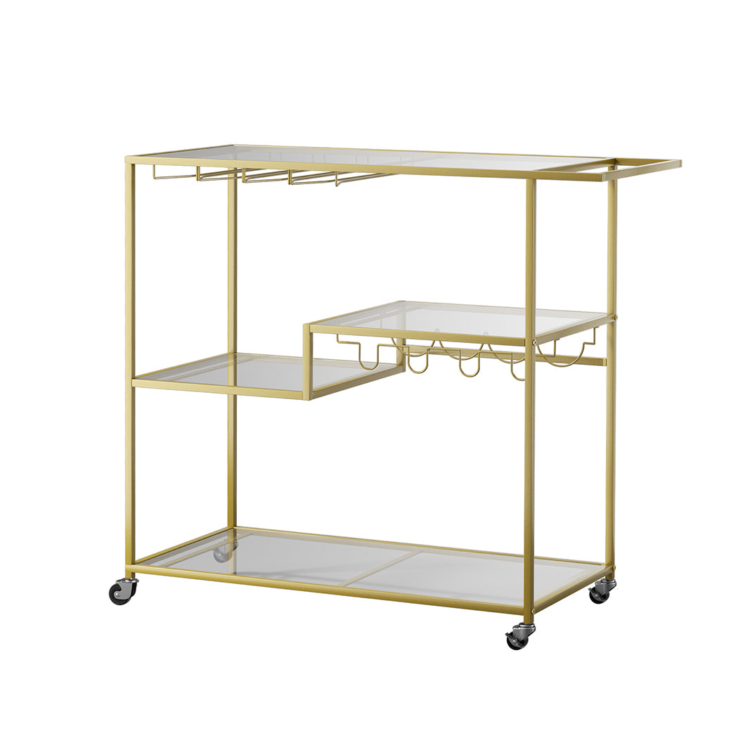 Levede Bar Cart Gold Drinks Serving Trolley 4 Tier-1942353801772142592