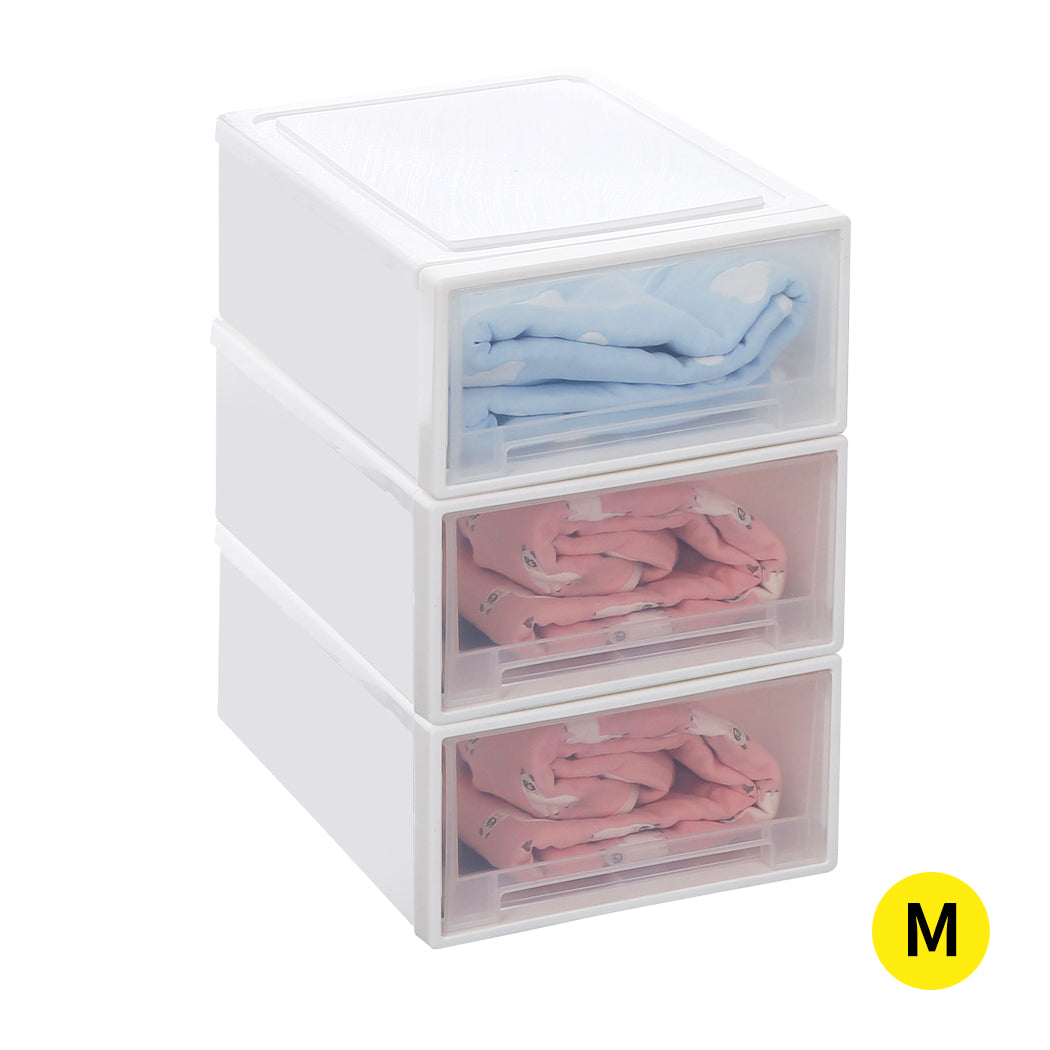 Plastic Storage Box Stackable Containers M 3PK Medium-1942352809819246592