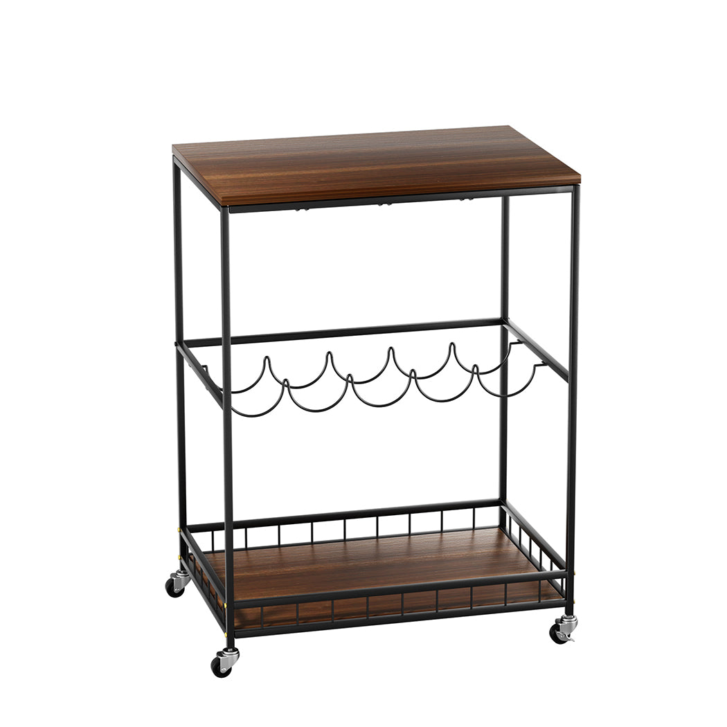 Levede Wooden Bar Cart Drinks Trolley 3 Tire-1942353800899727360