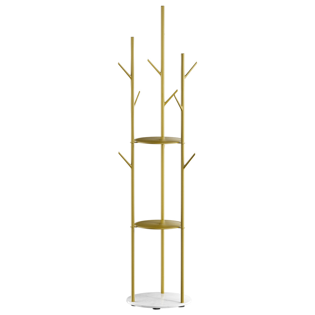 Levede Coat Rack Clothes Stand 8 Hook Organizer Gold-1910112990083026944
