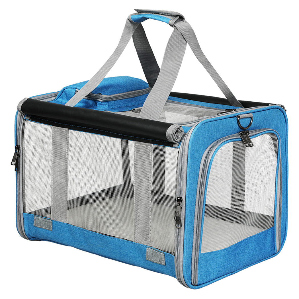 Pawz 3 in 1 Pet Soft Crate Dog Cat Carrier M Size Blue-1942353703981944832