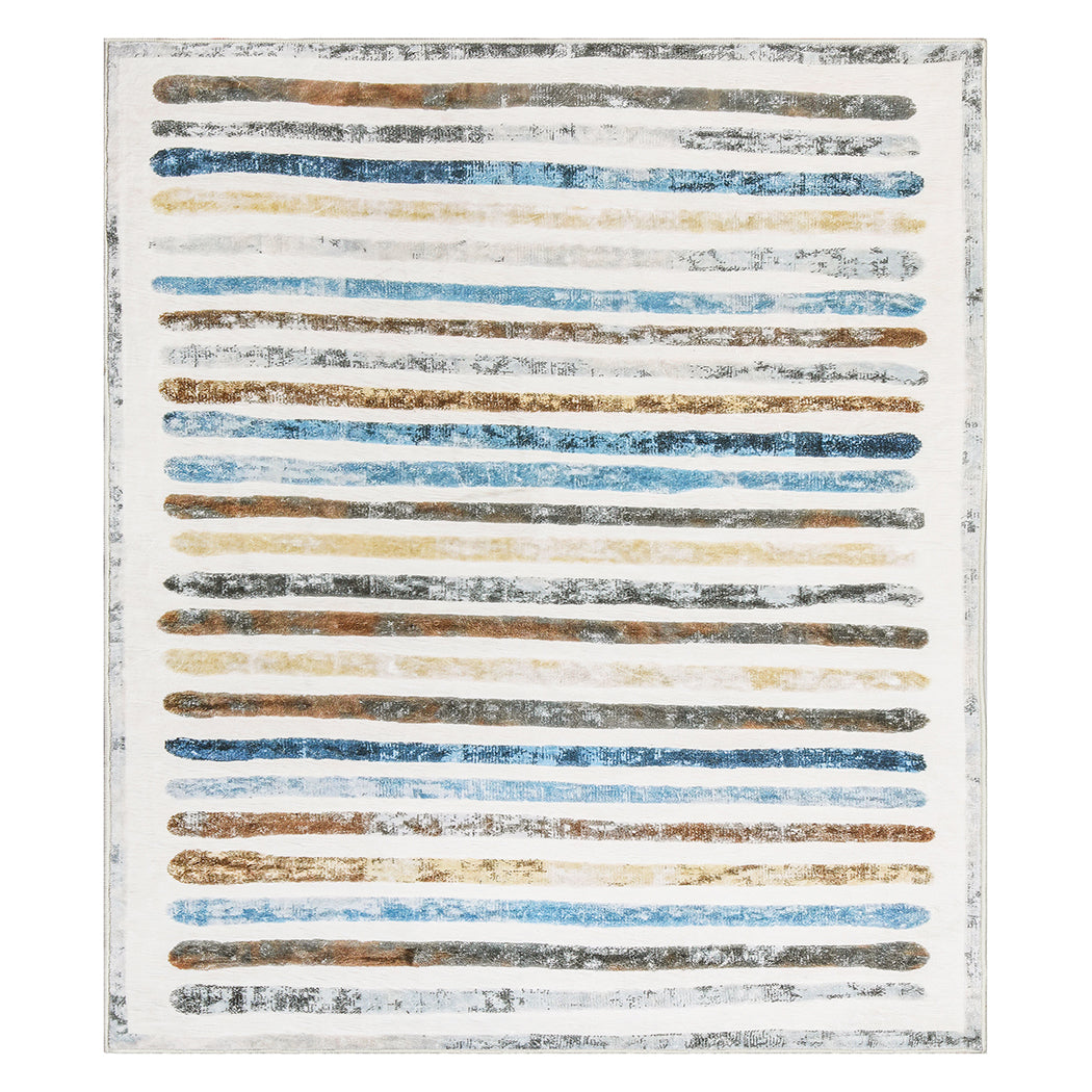 Marlow Floor Rug Short Pile Washable Carpet Soft Plush Non Slip Stripe 200x230-1942353626529927168