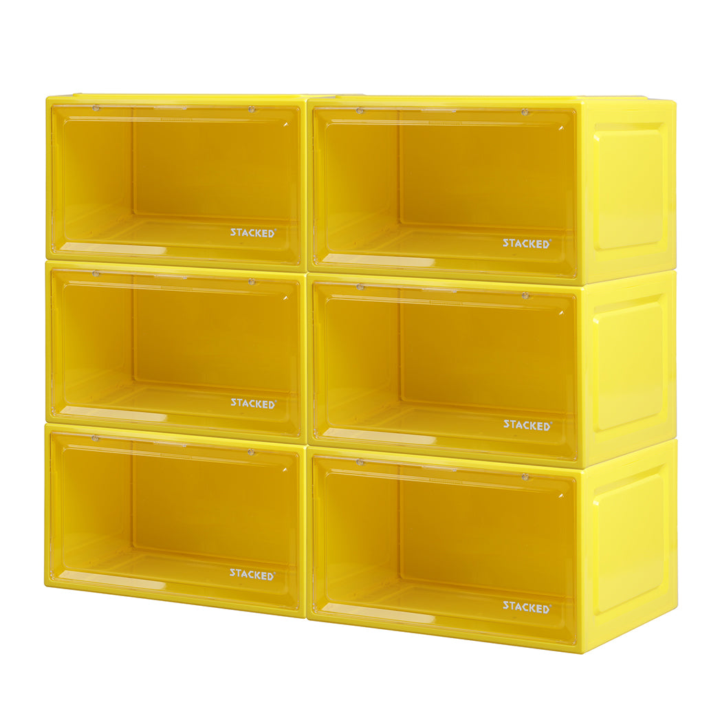 Stacked Sneaker Display Case 6x Clear Yellow-1942352815838072832
