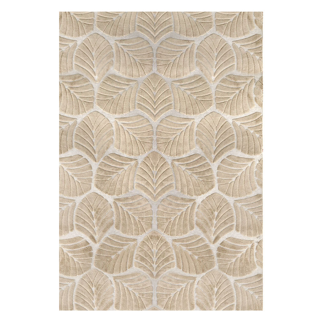 Marlow Floor Rug Soft Embossed Carpet Non Slip Plush Shaggy Rugs Leaf Pattern-1942353627997933568