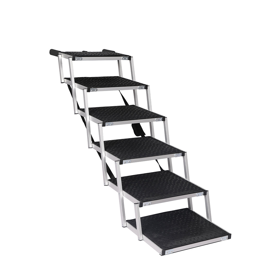 PaWz 6 Steps Dog Ramp Adjustable Height Black-1942352744128057344