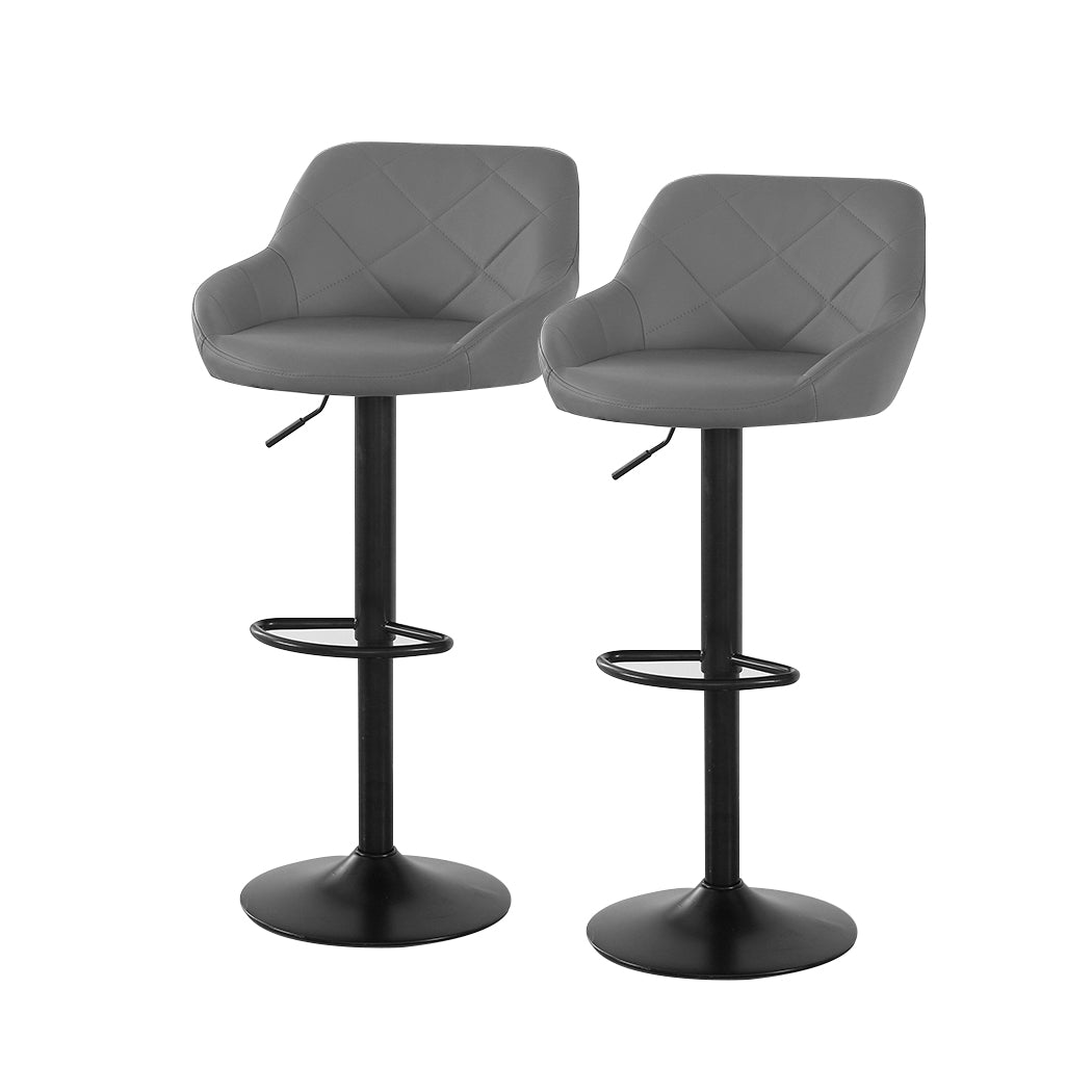 2x Bar Stools Stool Kitchen Chairs Swivel Grey-1919892919276408832