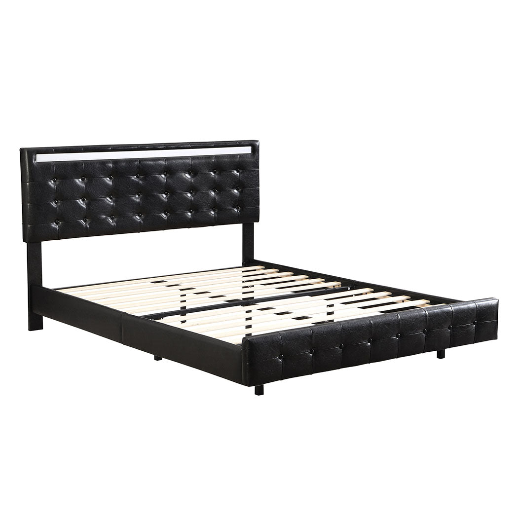 Levede  Floating Bed Frame Double with Headboard LED Lights Mattress Base-1937319784794427392