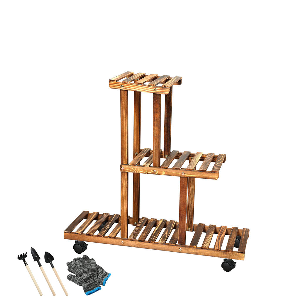 Levede 3-Tier Plant Stand Wood Wooden-1942353761037062144