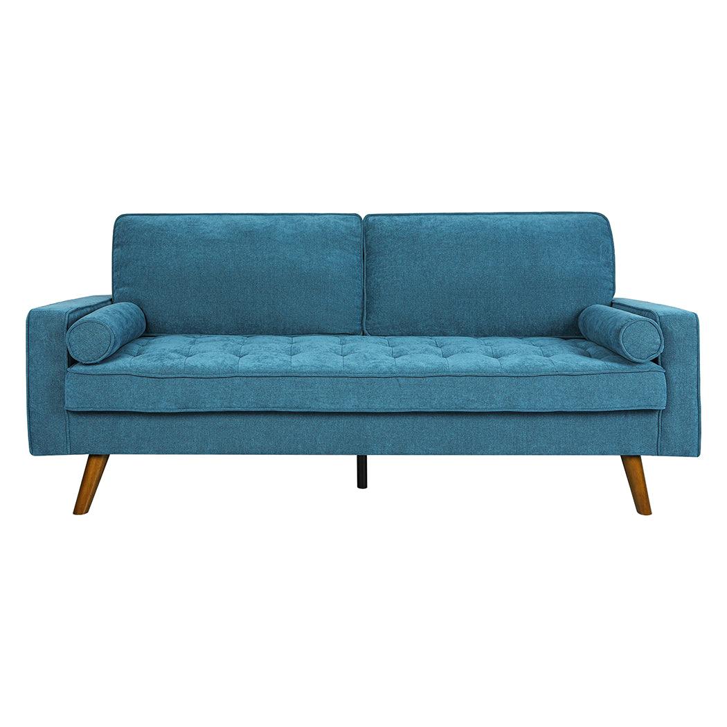 Levede Fabric Sofa Armchair 3 Seater Couch Blue 191cm Wide-1910112520178372609