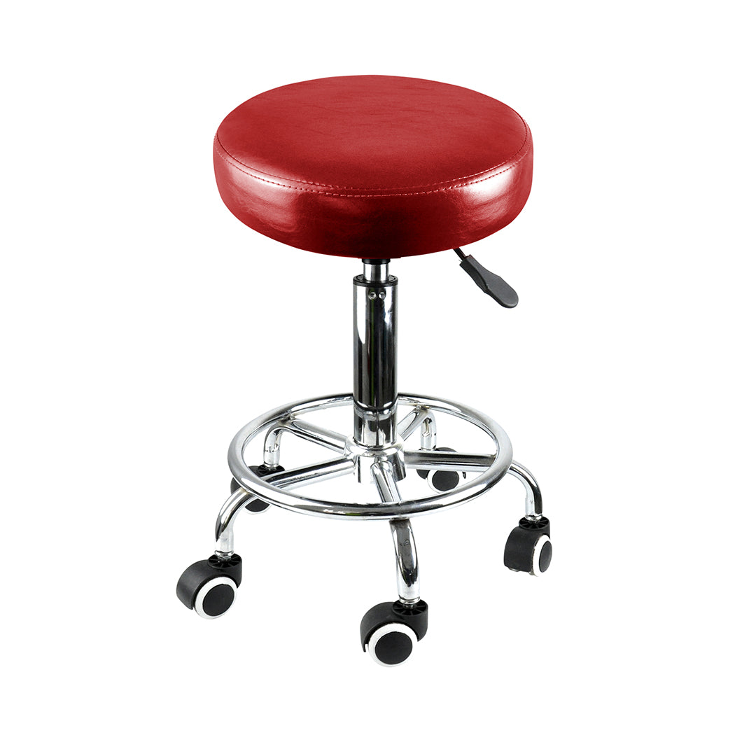 Levede Salon Stool Swivel Barber Stools Red-1910112553606975489
