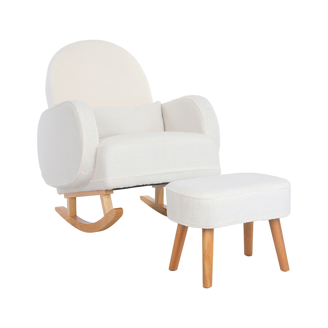Levede Fleece Rocking Chair with footstool-1910112200622739457