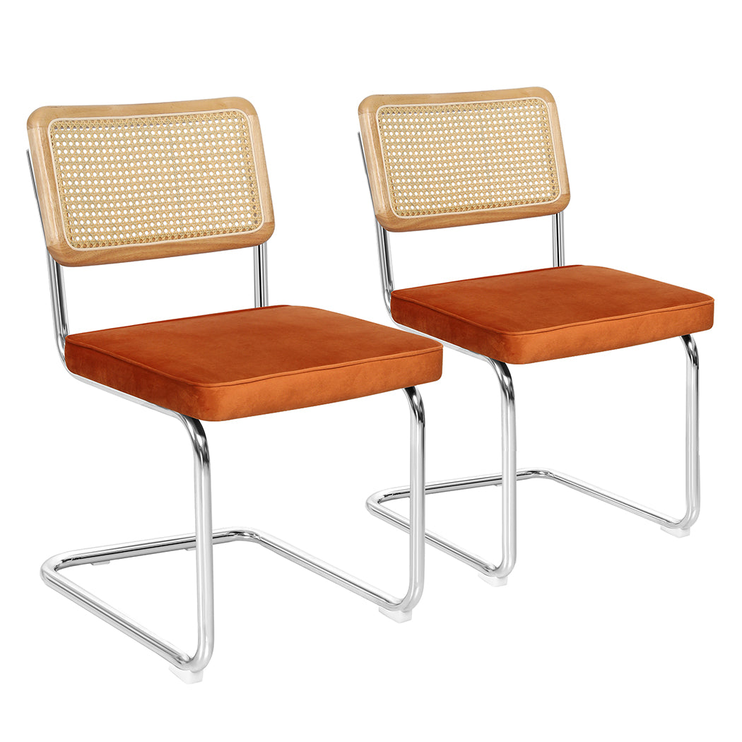 Levede 2xRattan Chair Dining Chairs Orange-1937319839869833217
