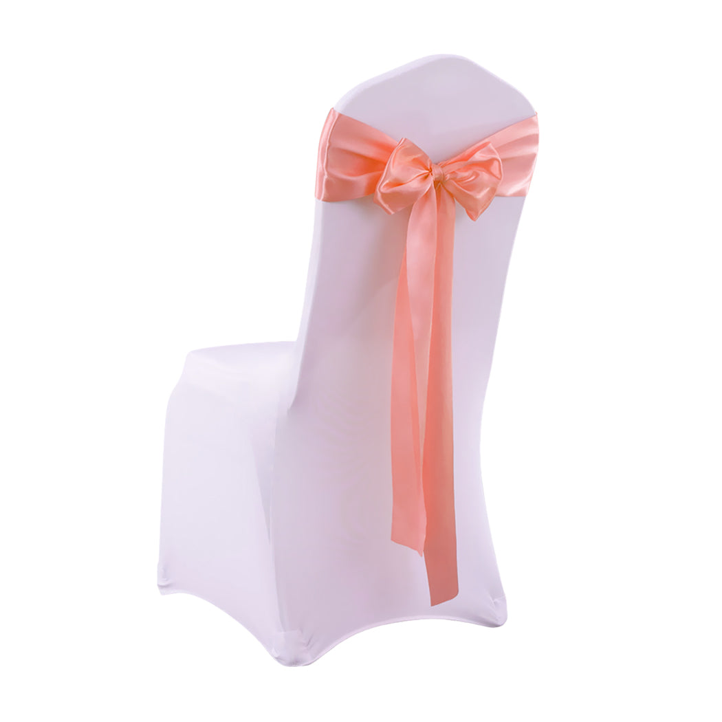 50x Satin Chair Sashes Cloth Cover Wedding Coral-1942353140644974593