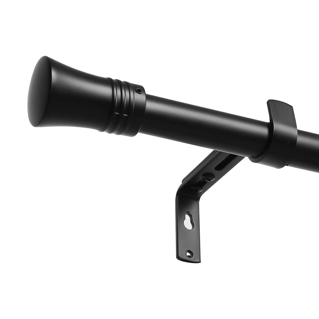 Marlow Black Curtain Rod Steel Quiet Rail Pole Pommel Set Extendable-1942353624915120129