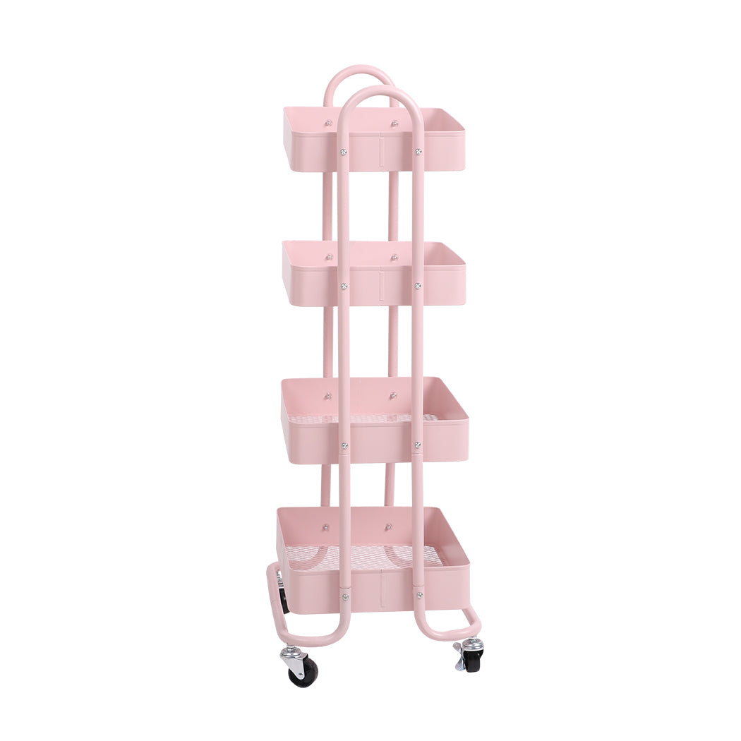 Levede 4 Tiers Kitchen Trolley Cart Pink-1942353198081773569