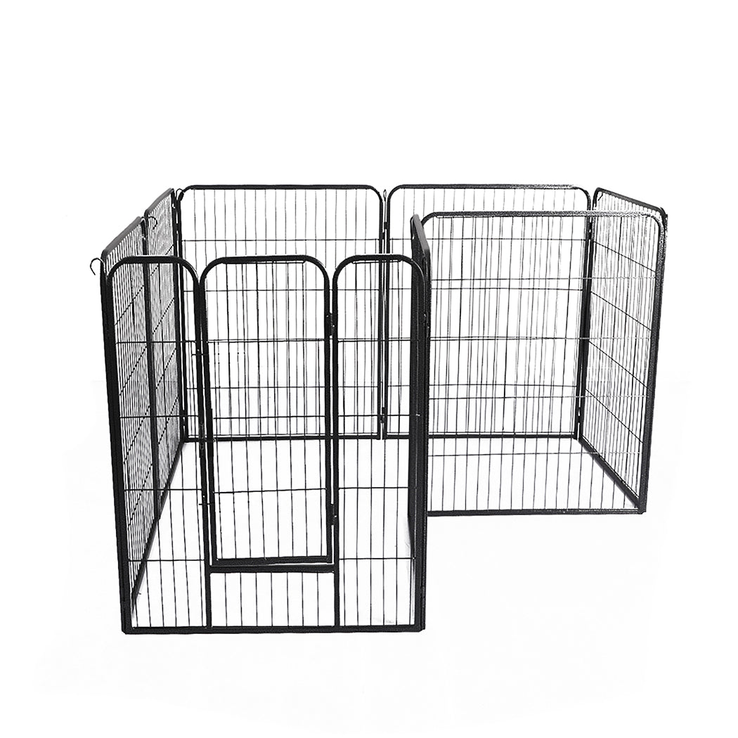 PaWz 8 Panel Pet Dog Playpen Puppy Exercise Black 4kg chicken-1942353117446279169