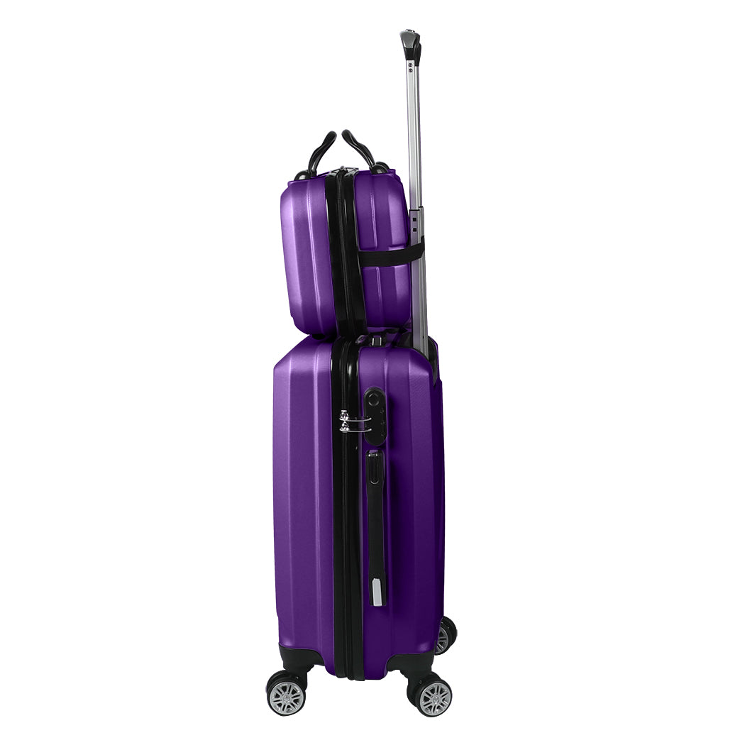 Slimbridge 2pcs 20"Travel Luggage Set Purple-1942352932305506305