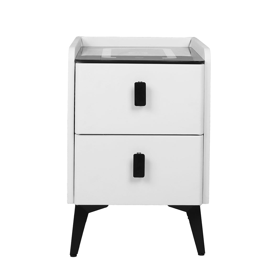 Levede Bedside Table LED Lights Drawers Storage-1937319786799304705
