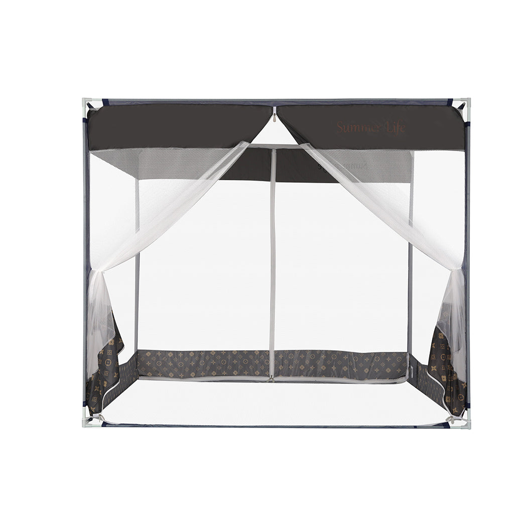 Dreamz Mosquito Bed Nets Foldable Canopy Square Grey-1910112871916900353