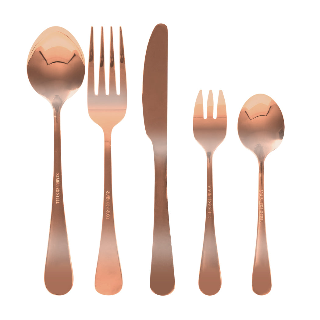 Stainless Steel Cutlery Set Glossy Knife Rose Gold-1942352917923237889