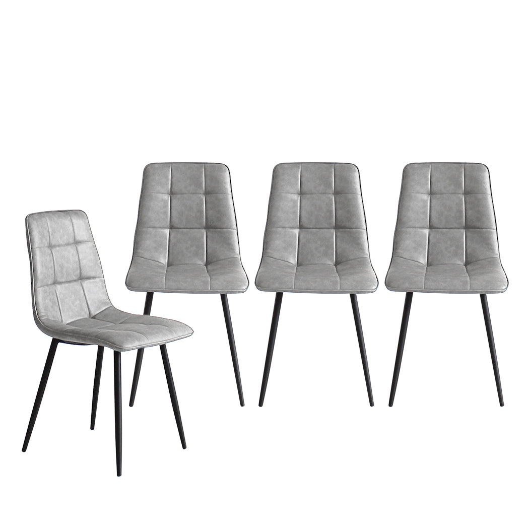 Levede 4x Dining Chairs Kitchen Chair Grey Faux Leather-1910113287937331201