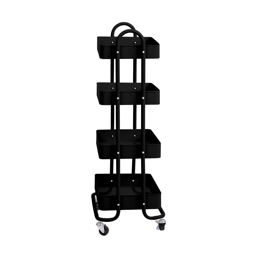 Levede 4 Tiers Kitchen Trolley Cart Black-1942353197893029889