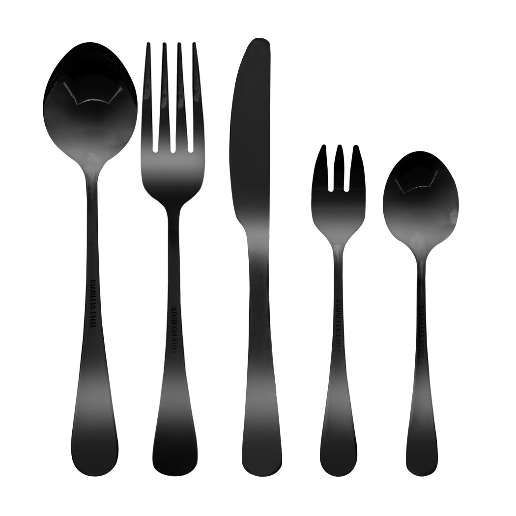 Stainless Steel Cutlery Set Travel Knife Black-1942352917583499265