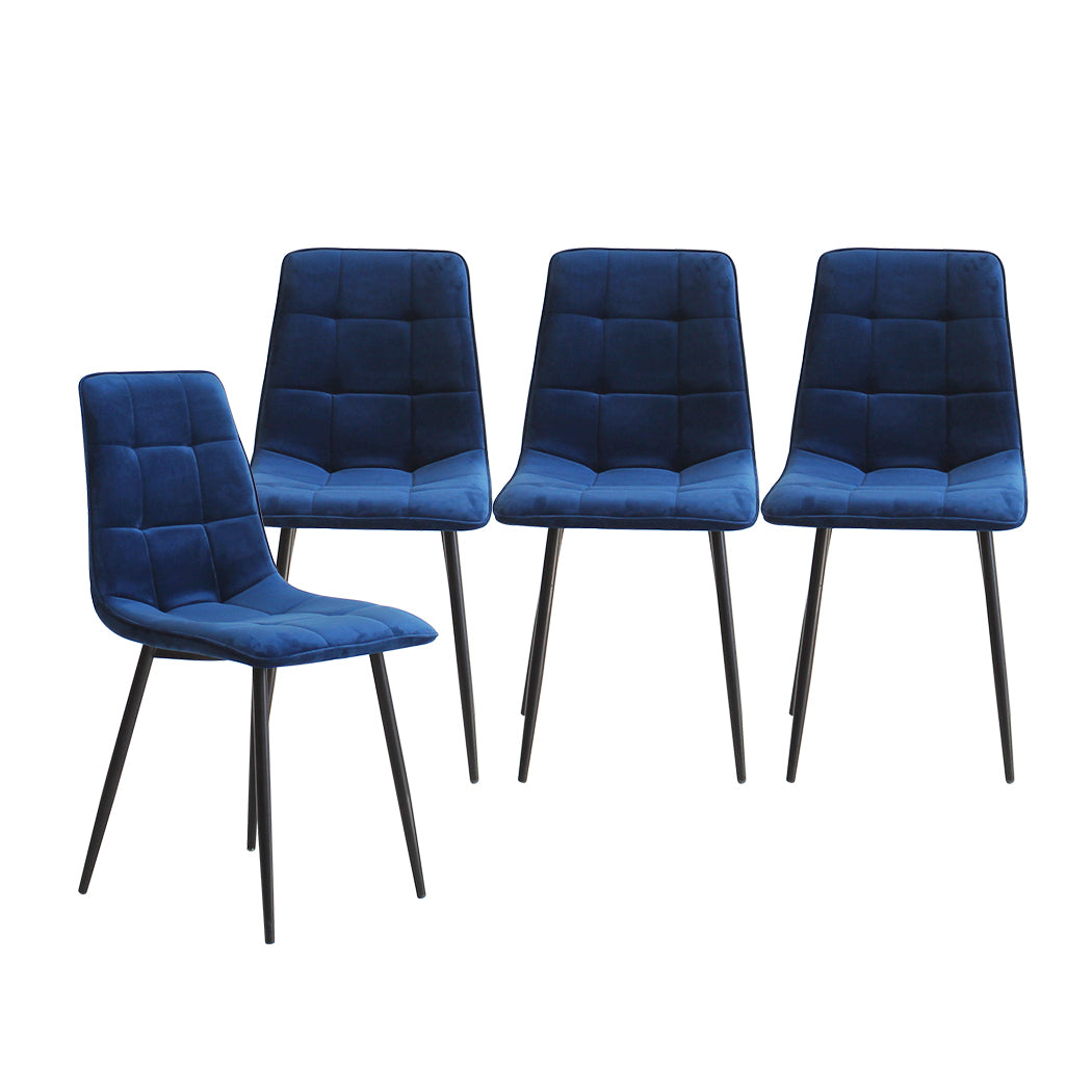 Levede 4x Dining Chairs Kitchen Velvet Blue-1910113287345934337