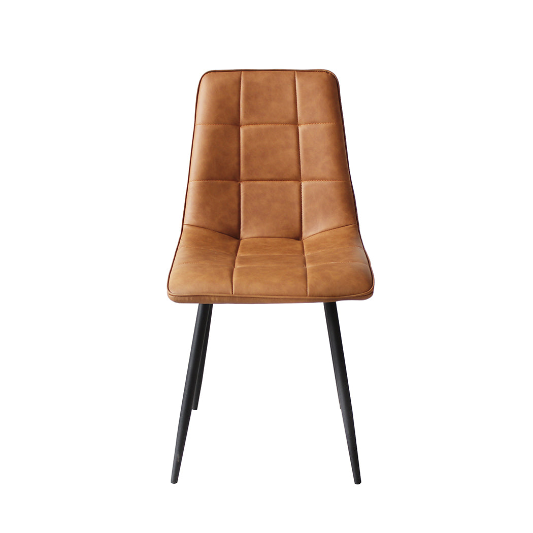 Levede 4x Dining Chairs Kitchen Chair Brown Faux Leather-1937319839714643969