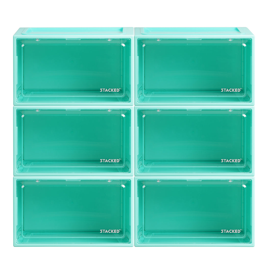 Stacked 6x Sneaker Display Case Shoe Cyan-1942352815502528513