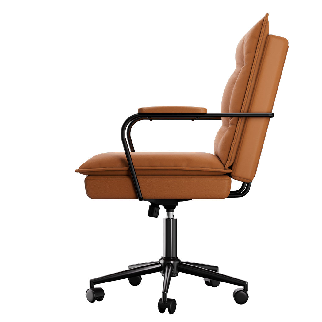 LEVEDE Ergonomic Office Chair Computer PU Brown-1937319820617977857