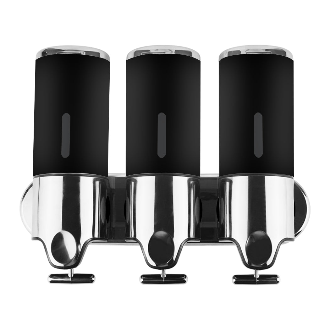 3 Bottles Bathroom Shower Soap Dispenser Black-1942353193853915137
