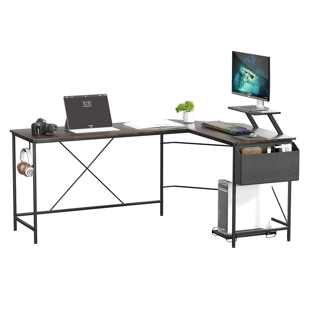 Levede Computer Desk Corner Desk Brown-1910112201935556609